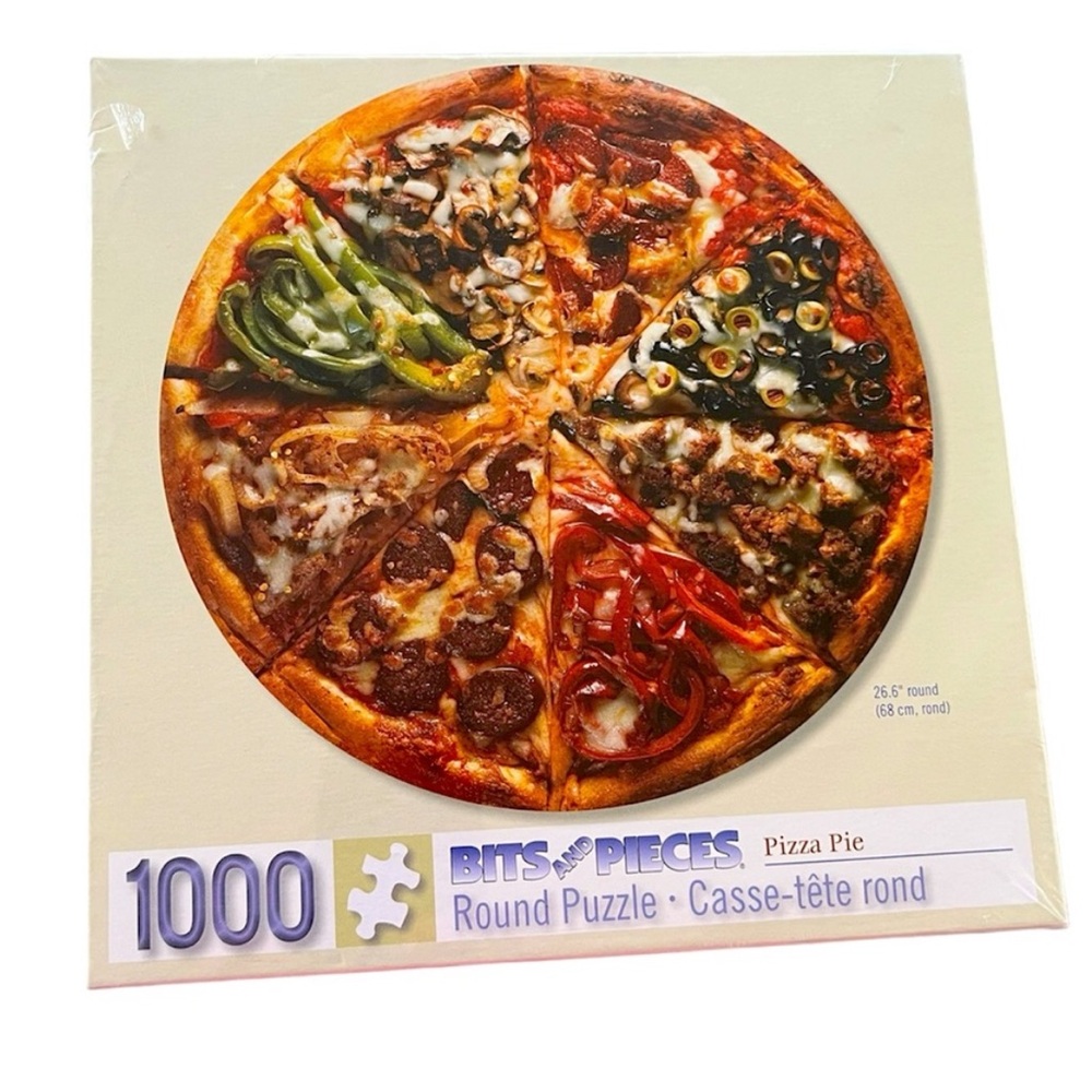 NEW IN BOX • Bits & Pieces Round Pizza Pie Shaped Jigsaw Puzzle 1000pc